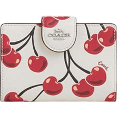 Coach Medium Corner Zip Wallet With Cherry Print - Novelty Leather/Silver/Chalk Multi