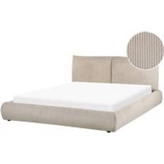 Betten-Sets Beliani Wasserbett Taupe aus Cord 160 x 200 cm Betten-Sets