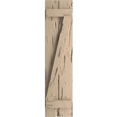Windows Ekena Millwork Timberthane Faux Pecky Cypress 11-in W x 24-in H 2-Pack Window Shutter