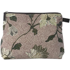 Medium Flower Linen Cosmetic Bag - Dusty Pink