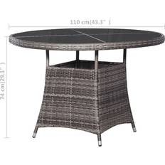 Utemöbler vidaXL Gartentisch Grau Ø110x74 cm Poly Rattan