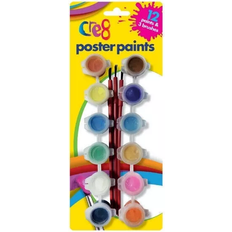 Cre8 Poster Paints 12x3ml with 3 Brushes Set