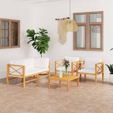 Utemöbler vidaXL 6-Tlg Garten-Lounge-Set Mit Kissen Massivholz Teak Lounge-Set