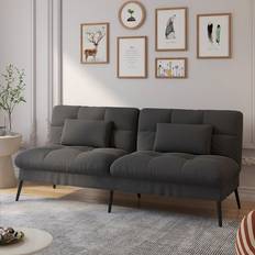 George Oliver W110764803 Black Sofa 23.6" 2 Seater