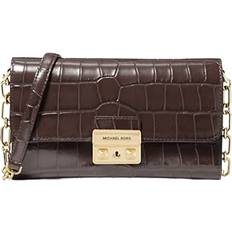 Michael Kors Tribeca Crocodile Embossed Leather Convertible Crossbody Bag - Chocolate