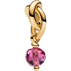 Pandora October Birthstone Eternity Circle Dangle Charm - Gold/Pink