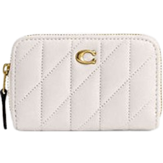 Coach Essential Small Zip Around Card Case With Pillow Quilting - Nappa Leather/Brass/Chalk