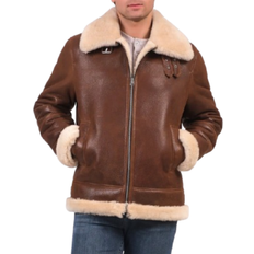 Leather Jackets - Men Furniq Men's Leather Sheepskin Jacket - Brown