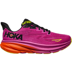 Hoka Women's Clifton Road Running Shoes in Fuchsia/Black