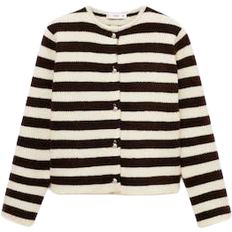 Stripes - Women Cardigans Mango Striped Cardigan With Buttons - Ecru