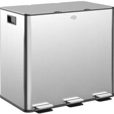 Waste Disposal on sale Homcom Triple 15L Steel Pedal Bin Silver