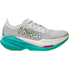 Hoka White Shoes Hoka Women's Mach X Road Running Shoes in Frost/Electric Aqua