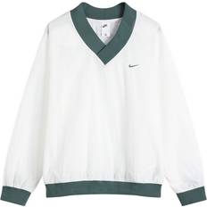 Nike Sportswear Essential Women's Loose UV Woven Long-Sleeve V-Neck Top - Sail/Vintage Green/Vintage Green