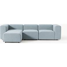 Westwing Collection Bouclé Lena with Footstool Light Blue Soffa 287cm 2st 4-sits