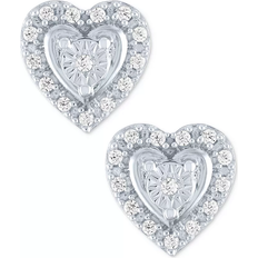 Macy's Silver Earrings Macy's Heart Earrings - Silver/Diamonds