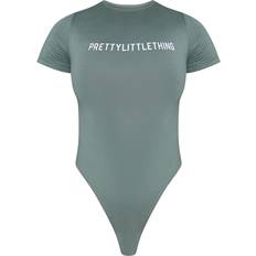 PrettyLittleThing Logo Short Sleeved Bodysuit - Sea Green