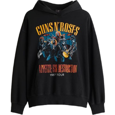 H&M Oversized Fit Printed Hoodie - Black
