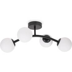 ValueLights Jas Painted Black/Opal White Ceiling Flush Light 48cm