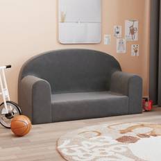 vidaXL Barnsoffa 2-Sits Antracit Mjuk Plysch