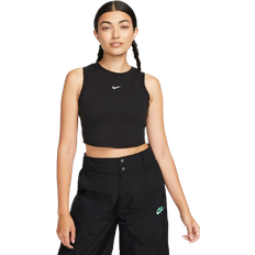 Nike Sportswear Chill Knit Women's Fitted, Short Tank Top with Mini Rib - Black/Sail