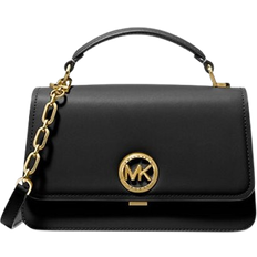 Michael Kors Delancey Medium Leather Crossbody Satchel - Black