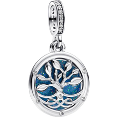 Pandora Glow In The Dark Infinity Tree Double Dangle Charm - Silver/Blue/Transparent