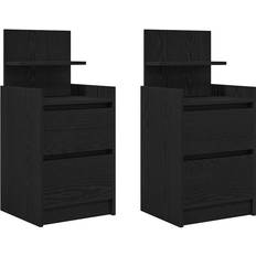 Bedside vidaXL 861358 Black Bedside Table 34x38cm 2pcs