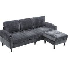 Ebern Designs Chenille Gray Sofa 77.4" 3 Seater