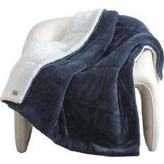 Nita Warm Soft Reversible Throw Blanket 50 x 70 Inch Navy