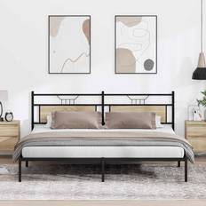 vidaXL Double Bed Frame 200x200 cm Sonoma Oak/Steel