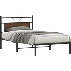 vidaXL Single Bed Frame 100x200 cm Oak Steel