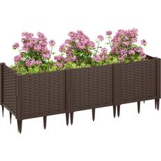 Plastic Raised Garden Beds OutSunny Plastic Planter Box Kit for Flowers Herbs