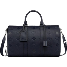 Leather Weekend Bags MCM Ottomar Weekender Bag In Maxi Monogram Leather Small - Blue/Navy Blazer