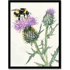 Green Framed Art ARTERY8 Watercolour Bumblebee Bee Wall A4 Framed Art
