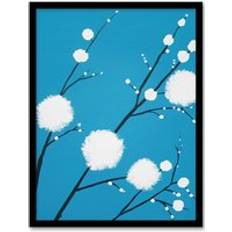 Cotton Framed Art ARTERY8 Simple Cotton on Branch Design Print A4 Framed Art