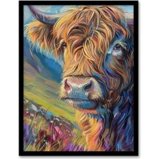 ARTERY8 Scottish Highland Cow Wall Print A4 Framed Art