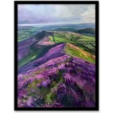 ARTERY8 Heather Flowers Mam Tor Peak District Print A4 Framed Art