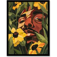 Green Framed Art ARTERY8 Rapper Yellow Flowers Music Portrait Print A4 Framed Art