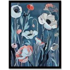 ARTERY8 Elegant Spring Wildflowers Print A4 Framed Art