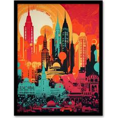 ARTERY8 Abstract New York City Cityscape Wall Print A4 Framed Art