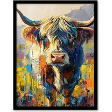 ARTERY8 Scottish Highland Cow Wall Print A4 Framed Art
