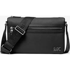 Messenger Bags Michael Kors Edison Medium Scratch-Resistant Crossgrain Leather Messenger Bag - Black