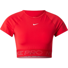 Nike Pro Women's Dri-FIT Short Sleeve Cropped Graphic Top - University Red/Dark Team Red/Magic Ember/White