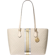 Michael Kors Sheila Large Signature Logo and Metallic Tote Bag - Pale Gold