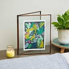 Interior Details Paper High Antique Brass Recycled Glass Folded Double 17cm H x 12cm W x 1cm D Photo Frame