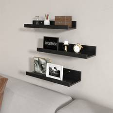 Latitude Run Black Floating Shelves Set of 3 40cm Wall Shelf