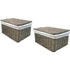 Interior Details Topfurnishing Set of 2 Lidded Wicker Storage 35 x 24 x 15 cm Basket 3pcs