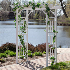 White Trellises Dura-Trel Wellington Arbor Outdoor Garden Arch Lattice Trellis 72 x 85 in