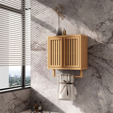 Ebern Designs Bathroom Cabinet Wall Mounted Bamboo Toilet Storage Box