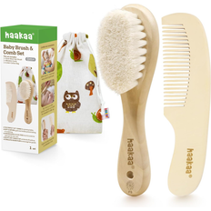 Non tossico Cura dei capelli Haakaa Goats Wool Wooden Baby Brush & Comb Set